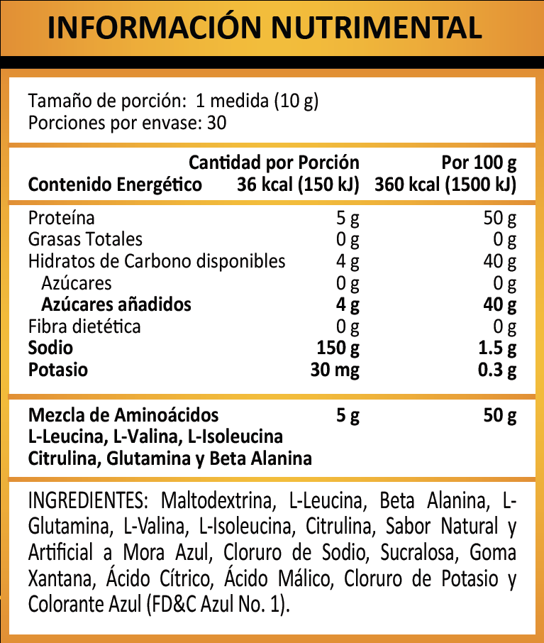 BCAAS & GLUTAMINA 300G 30 PORCIONES