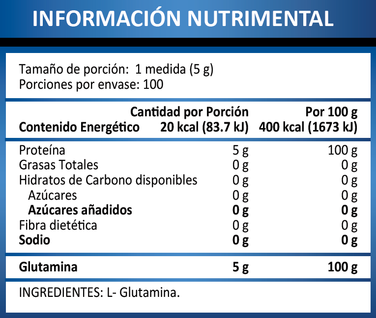 GLUTAMINA 500G 100 PORCIONES